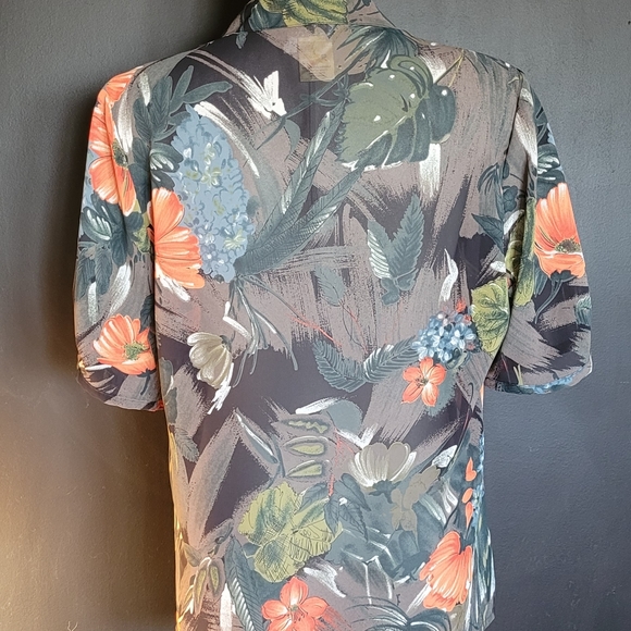 VINTAGE Sheer Plant Print Shirt - Picture 2 of 4